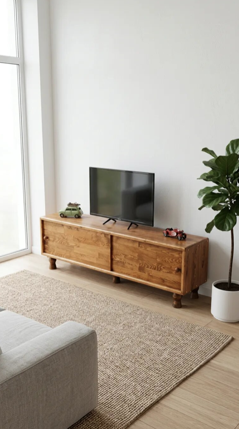 Safran Masif Ahşap TV Sehpası